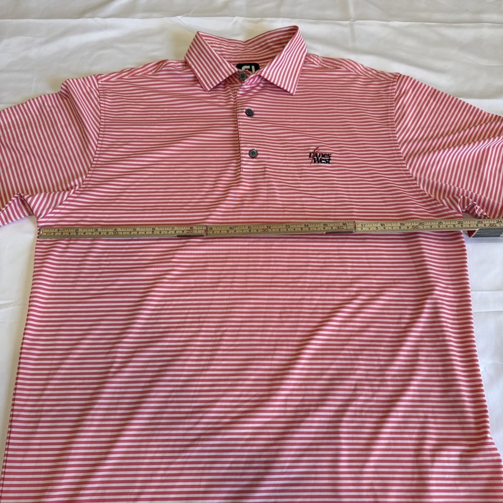 Footjoy Golf Polo Shirt Mens Sz MPink Stripe Performance Stretch Moisure Wicking - Picture 9 of 12